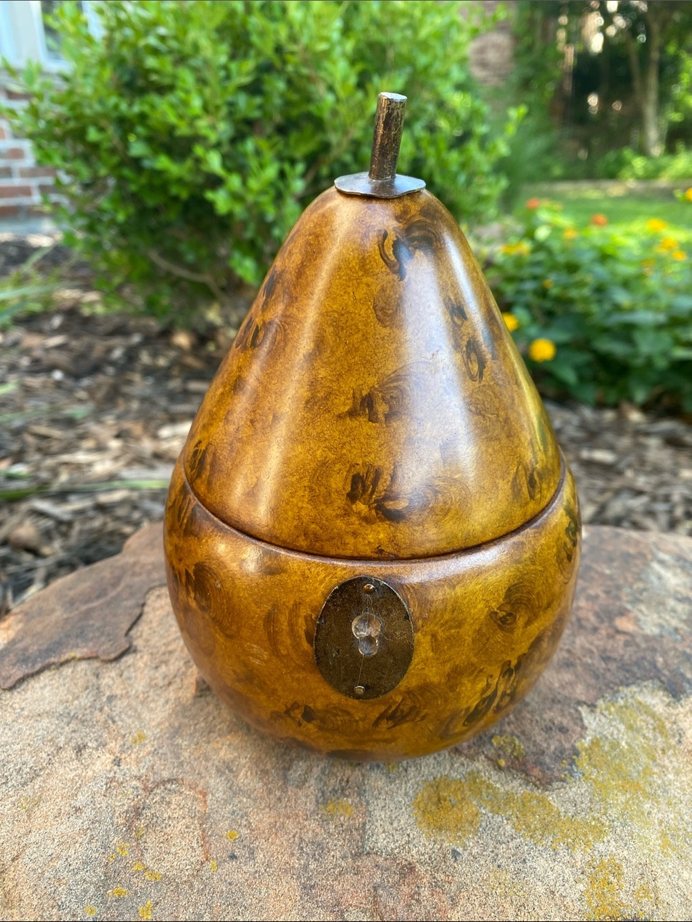 Bob Timberlake Decorative Burl Wood Pear Tea Caddie / Trinket Box - Brown